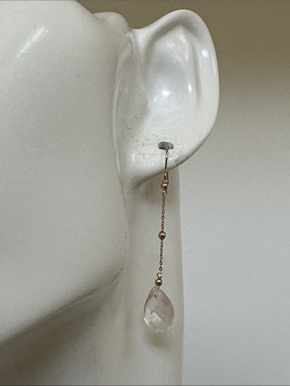 14k real solid Gold Jade Gemston Drop Chain Earrings